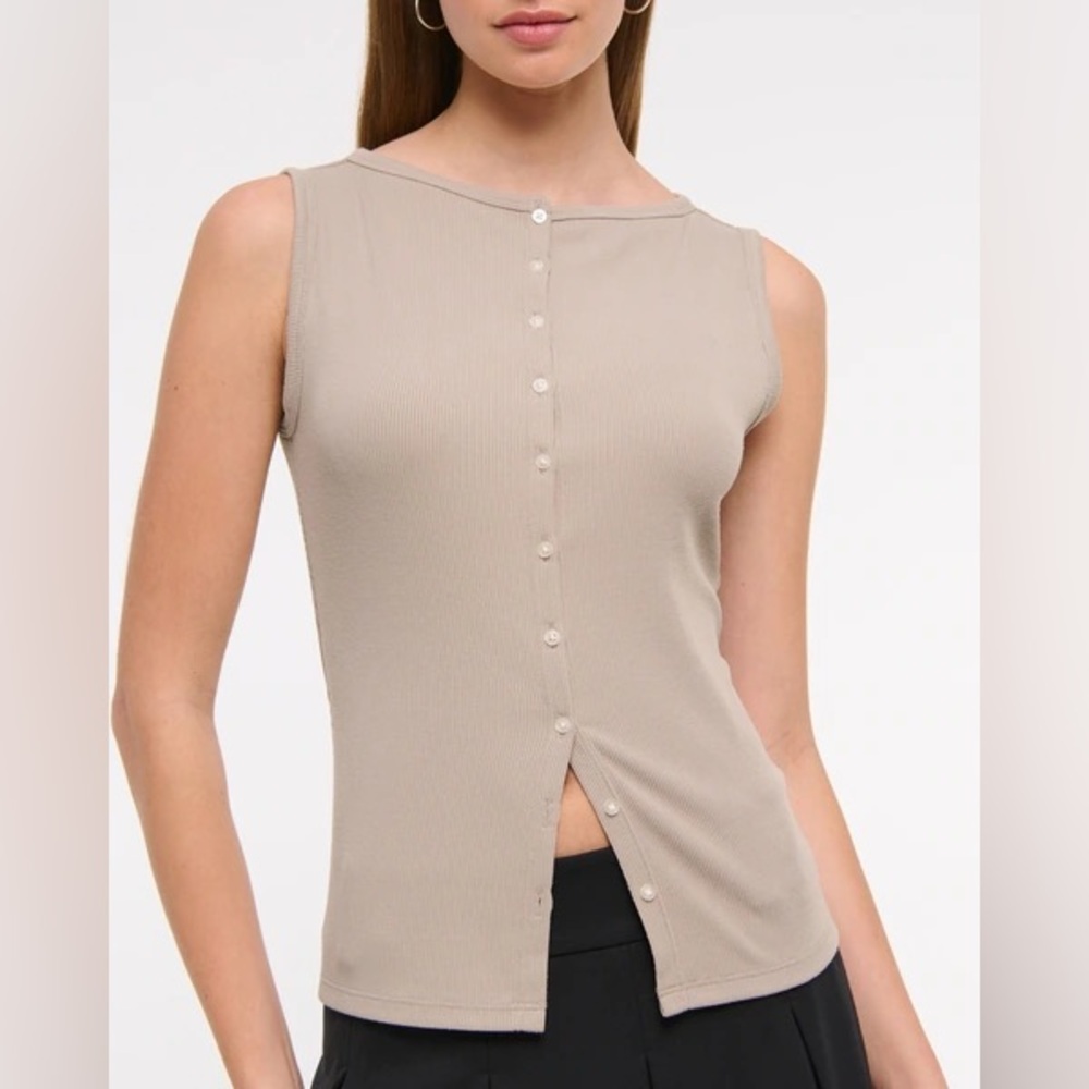 Abercrombie & Fitch Ribbed Taupe Tank Top